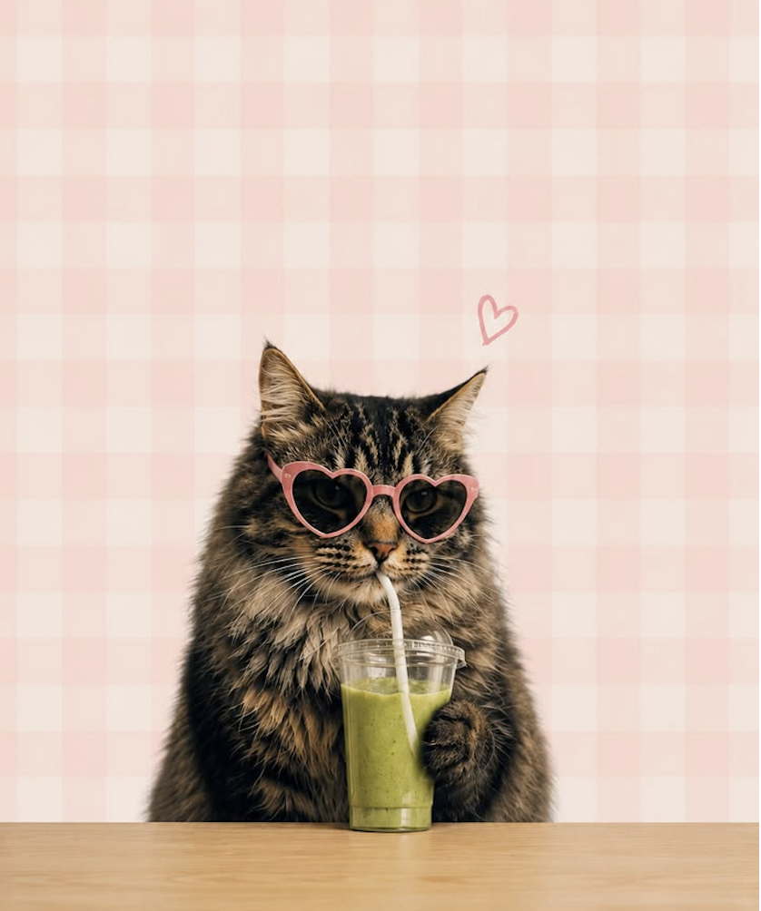 gato tomando matcha